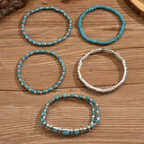 Boho Käevõrude Komplekt Türkiissiniste Helmeste Kaaluga
